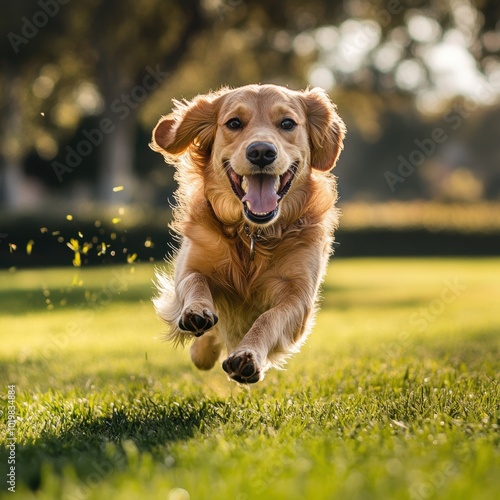 Golden Retriever Jumping.