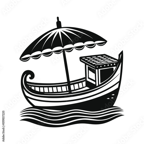 Onam festival boat with umbrella vector