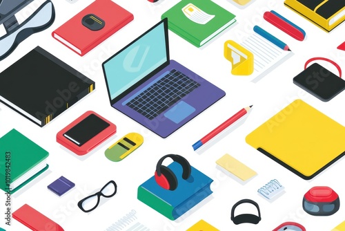 Wallpaper Mural Minimalist Vector of Education Technology Tools Torontodigital.ca