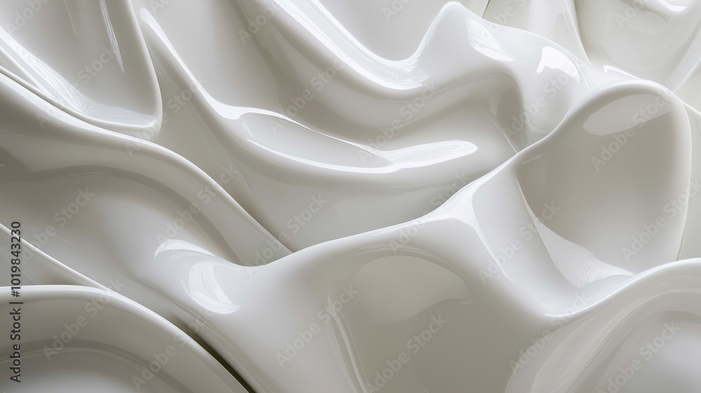 White flowing fabric folds with a smooth texture White flowing fabric folds with a smooth texture