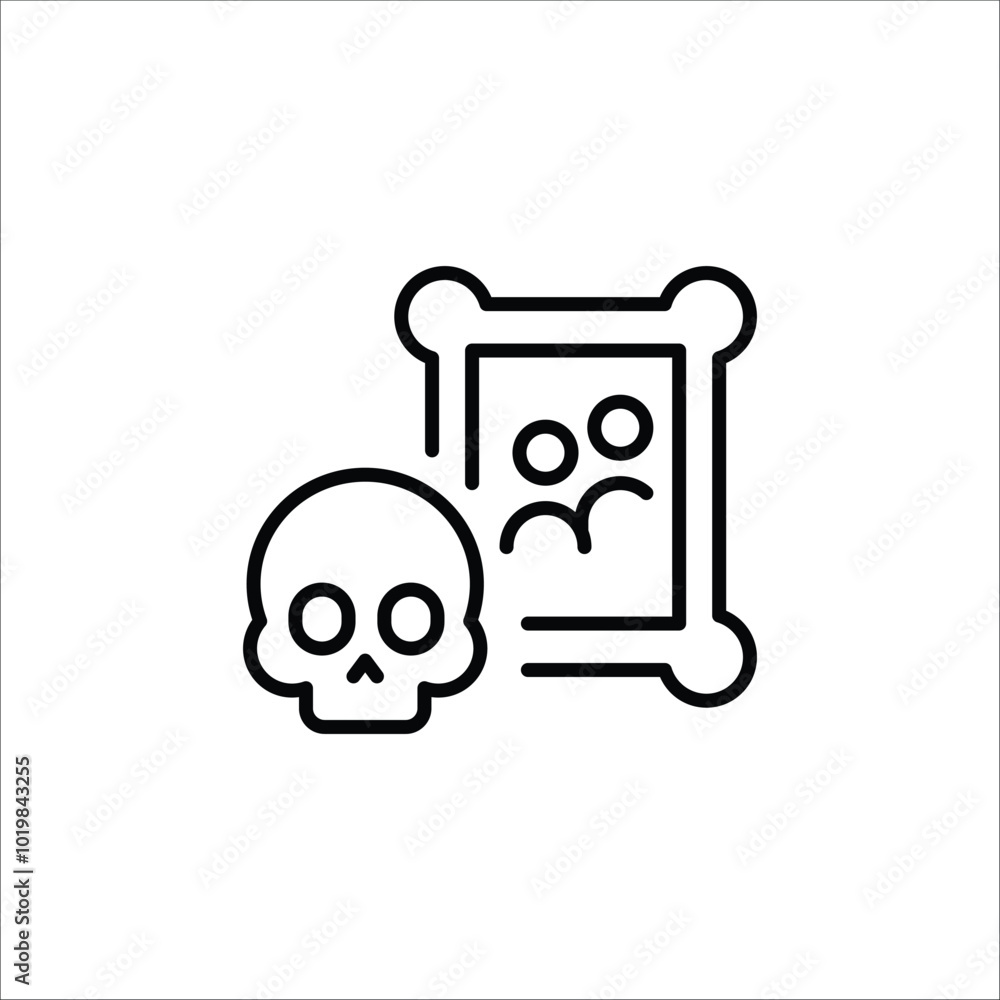 Day of the Dead skull and framed photo icon. Simple Dia de Muertos altar icon for social media, app, and web design. Vector illustration Day of the Dead skull and framed photo icon. Simple Dia de Muertos altar icon for social media, app, and web design. Vector illustration