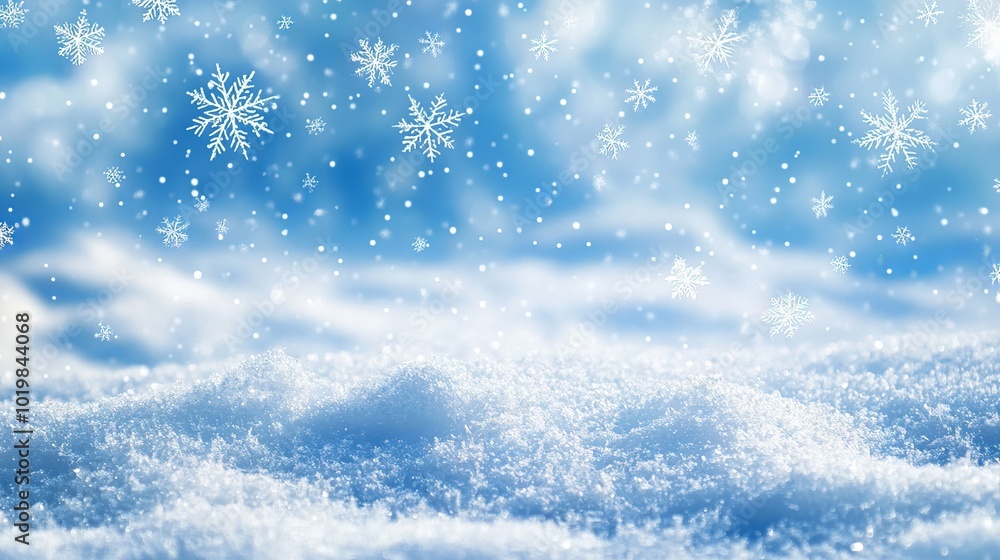 Abstract winter wonderland background with snowflakes, christmas scene with heavy snowfall and snowflakes falling in the sky Abstract winter wonderland background with snowflakes, christmas scene with heavy snowfall and snowflakes falling in the sky