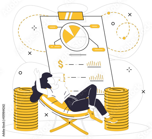 Credit score vector illustration. Personal finance journeys through pathways credit scores, mapping out success Credit scores are seeds financial growth, blossoming into trees economic prosperity