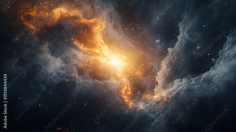 Obraz premium Cosmic Explosion of Fiery Celestial Energy in the Depths of the Universe