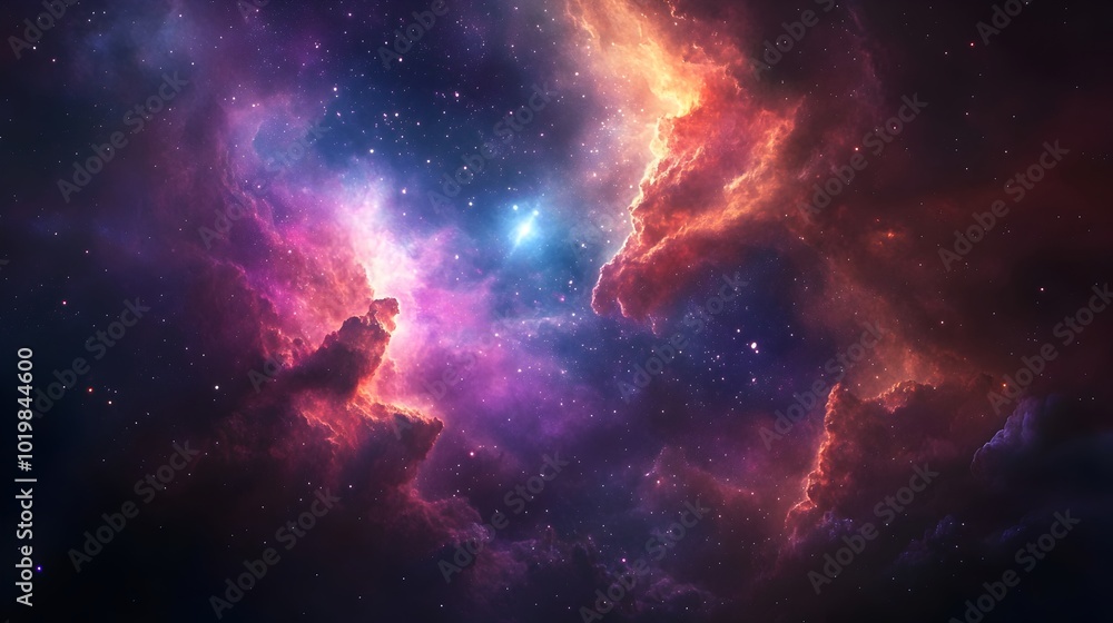 Fototapeta premium Magnificent Cosmic Explosion in Vibrant Nebula Landscape