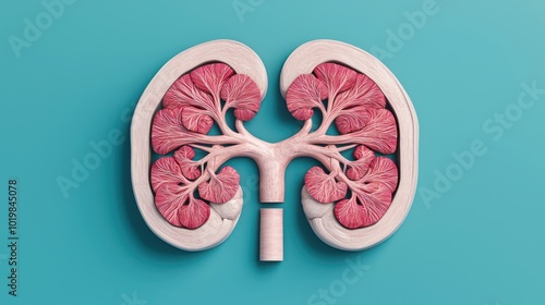 Detailed Human Kidney Cross Section Anatomy for Medical Reference and Education photo