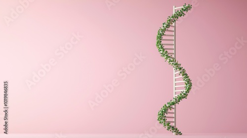 The Concept of DNA Growth Illustrated as a Vibrant Plant Spiral