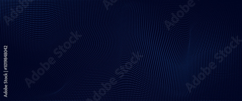 Abstract Waving Particle Technology Background Design. Abstract wave moving dots flow particles, hi-tech and big data background design for brochures,