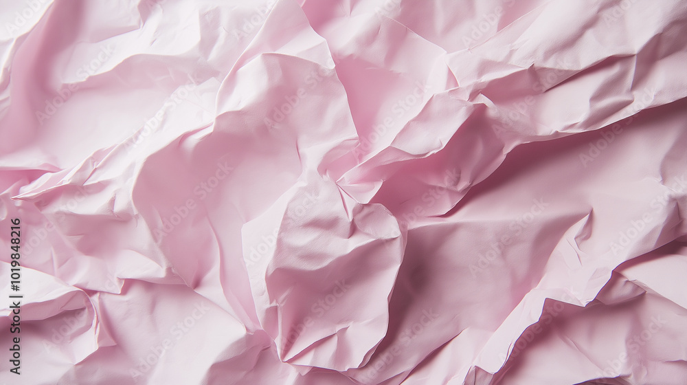 Crumpled pink paper texture with soft lighting Crumpled pink paper texture with soft lighting
