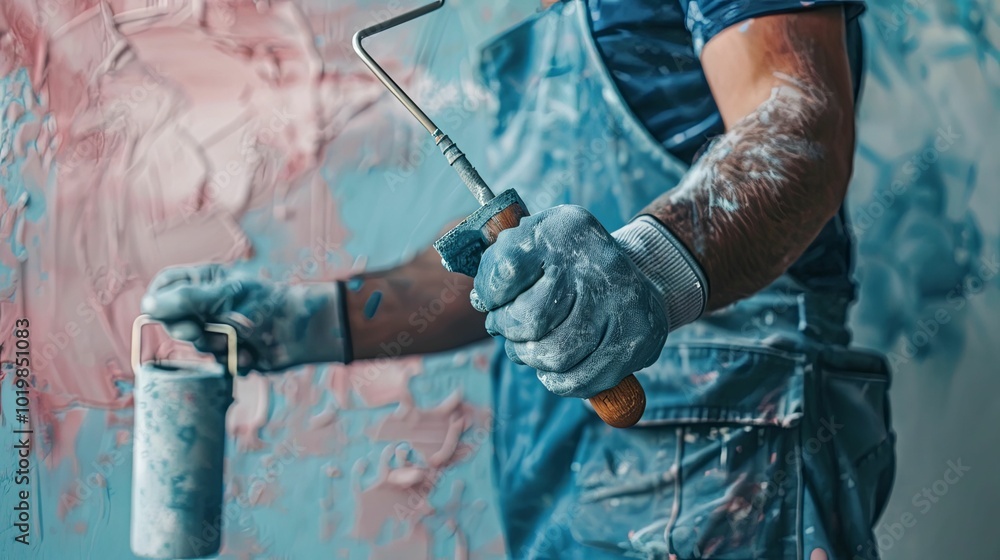 A Close-Up of a Painter's Hand Holding a Roller A Close-Up of a Painter's Hand Holding a Roller