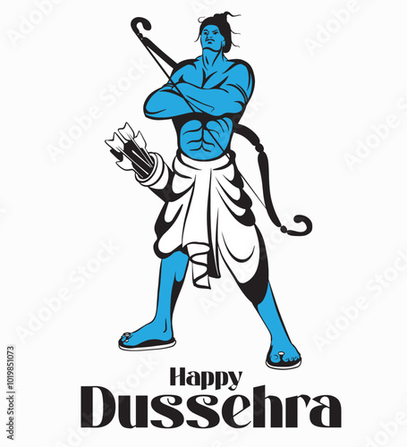 Happy Dussehra ,Ram Navami festival of India. ravana of Lord Rama with bow and arrow. illustration design photo