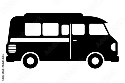 Camper Van | vector silhouette illustration on white background