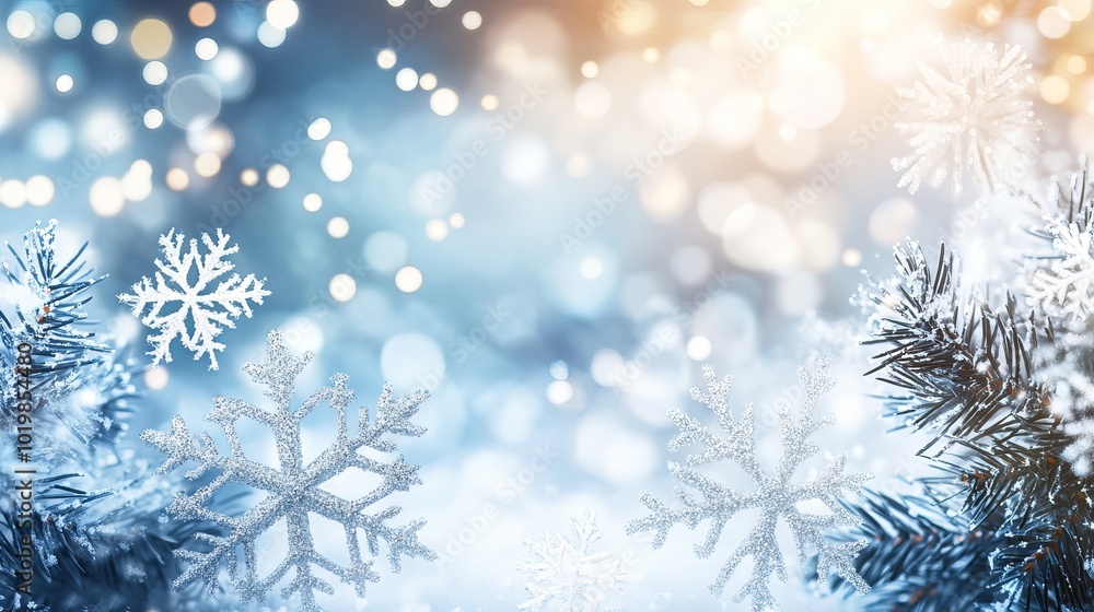 Festive christmas snowflakes background with elegant white snowfall on red for holiday designs and seasonal decorations