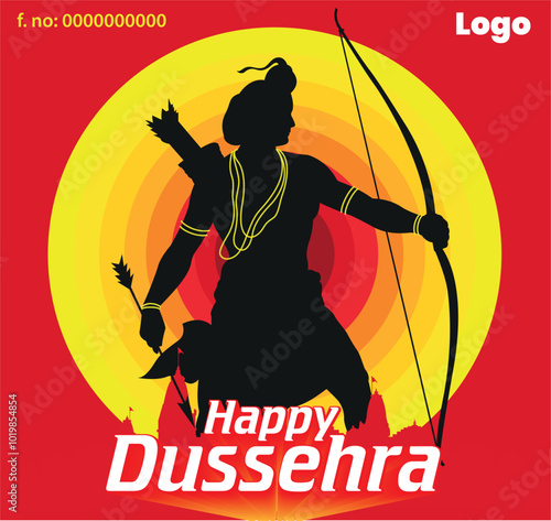 Happy Dussehra ,Ram Navami festival of India. ravana of Lord Rama with bow and arrow. illustration design