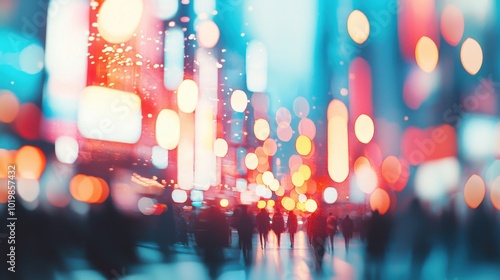 Shibuya crossing with busy crowds and bright lights