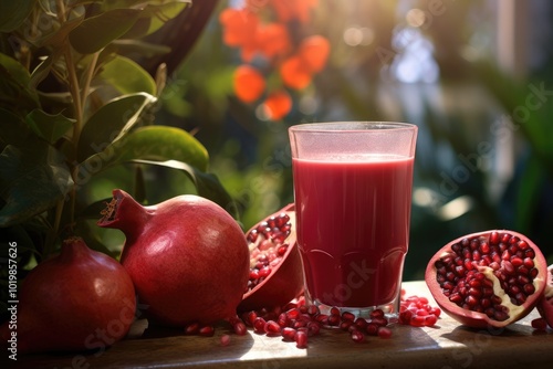 Wallpaper Mural Refreshing Pomegranate Juice in Natural Setting Torontodigital.ca