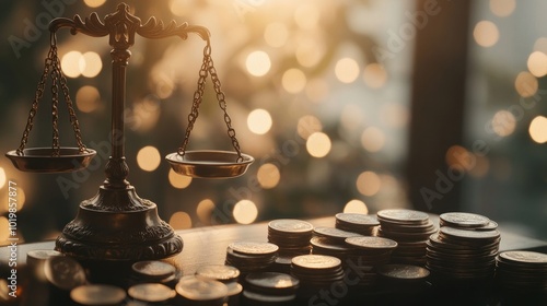 Scales of Justice and Coins