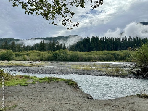 Hoh river in the mountains of the Olympic National Park