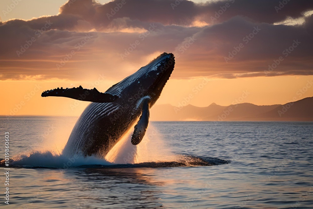 Fototapeta premium Happy whale breaching