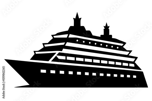 Cruise Ship | vector silhouette illustration on white background