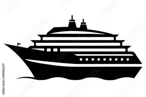 Cruise Ship | vector silhouette illustration on white background