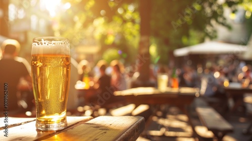 Refreshing Beer in a Sunny Beer Garden
