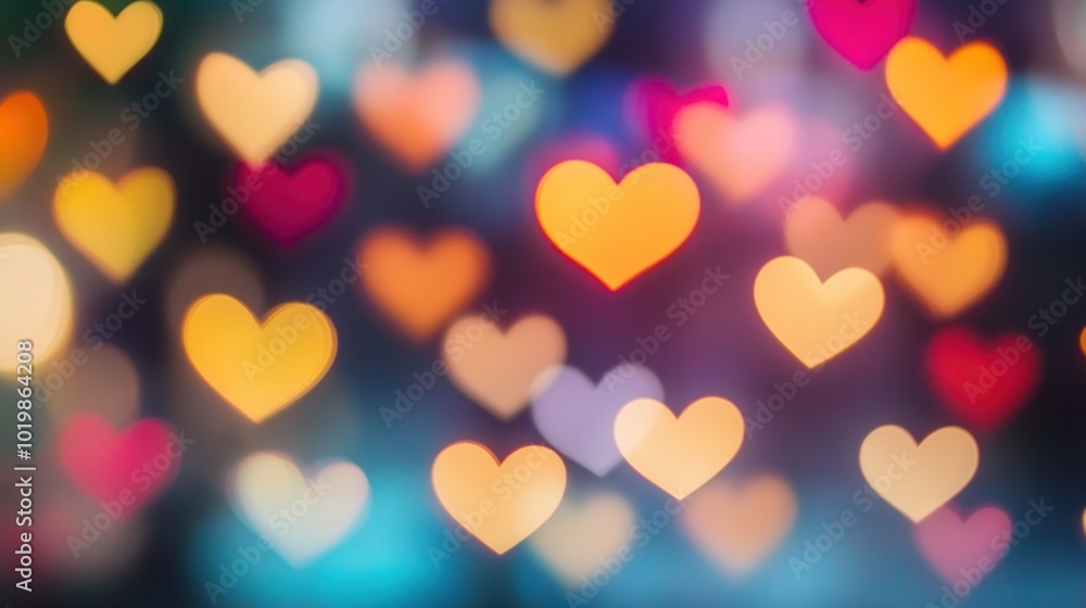 Fototapeta premium Colorful Heart Shapes Blurred Background