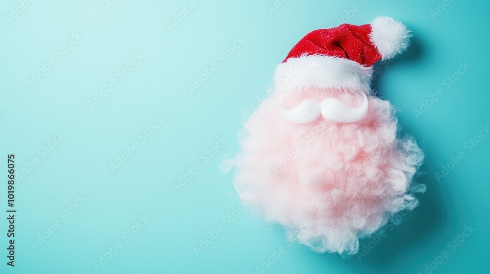 Fluffy Santa Beard on Light Blue Background Fluffy Santa Beard on Light Blue Background