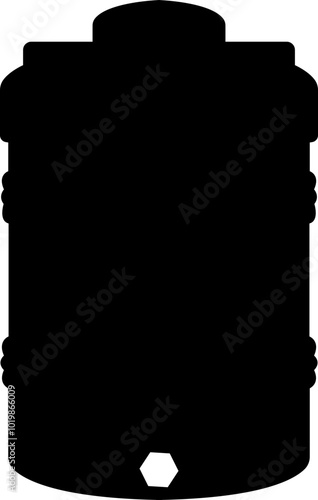 Black water tank icon flat vector isolated on transparent background. water gallon element graphic design. Plastic material large bag for water saving, house storage