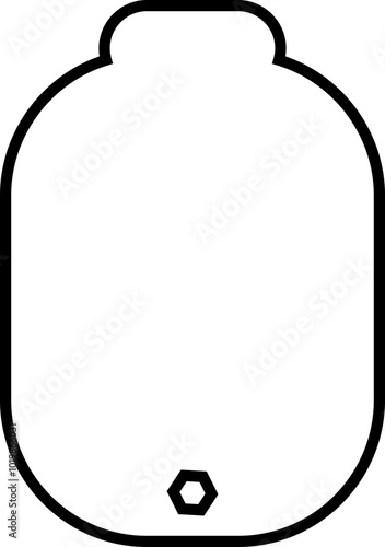 Black water tank icon linear vector isolated on transparent background. water gallon element graphic line design. Plastic material large bag for water saving, house storage