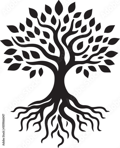 Black Tree of Life Silhouette Vector Illustration Stock Image