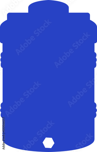 Blue water tank icon flat vector isolated on transparent background. water gallon element graphic design. Plastic material large bag for water saving, house storage