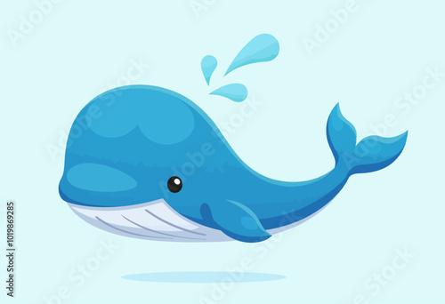 Stylish Blue Whale Vector Graphics: Ideal for Educational Materials and Ocean Awareness Campaigns photo