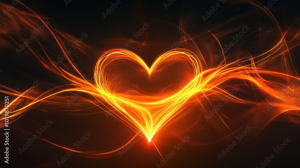 Abstract Heart Design with Fiery Elements Abstract Heart Design with Fiery Elements