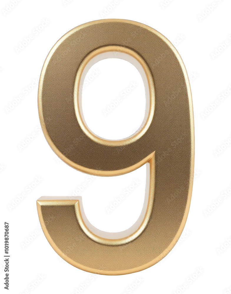 Elegant Gold Number 9 with Transparent Background for Design and Overlay Elegant Gold Number 9 with Transparent Background for Design and Overlay