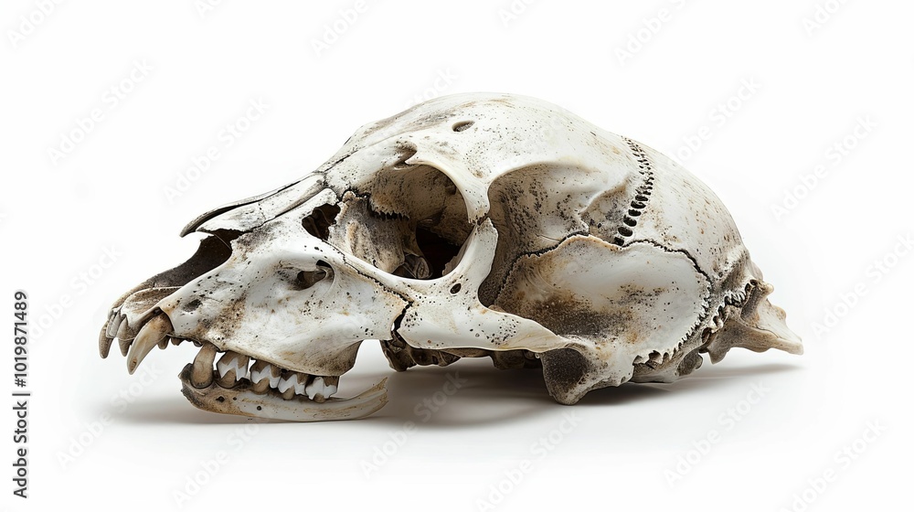 Close-up of a weathered animal skull with visible teeth Close-up of a weathered animal skull with visible teeth