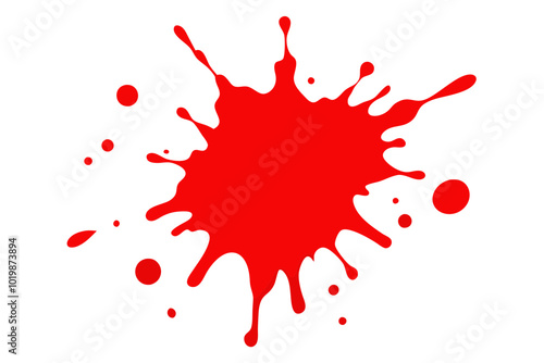 Red paint splatter on white background