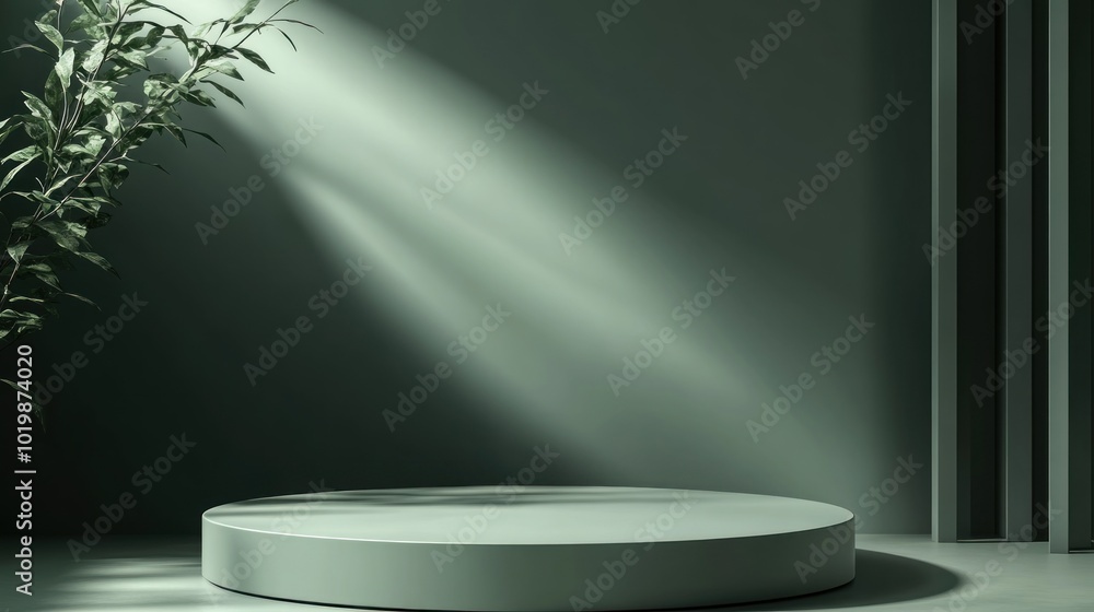 Minimalist Background with Soft Light and Green Leaves Minimalist Background with Soft Light and Green Leaves