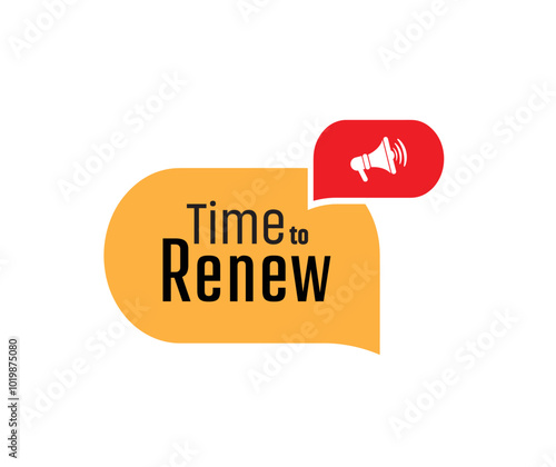 time to renew sign on white ackground	