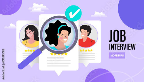 HR manager occupation. People Characters Choosing Best Candidate for Job. Human resources web banner or landing page. Flat vector illustration.