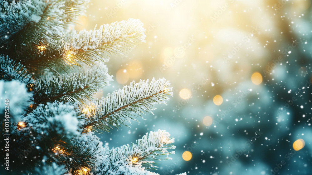 Christmas tree adorned with twinkling lights and snowflakes, surrounded by a dreamy bokeh effect. This enchanting scene evokes the warmth and joy of the holiday season Christmas tree adorned with twinkling lights and snowflakes, surrounded by a dreamy bokeh effect. This enchanting scene evokes the warmth and joy of the holiday season