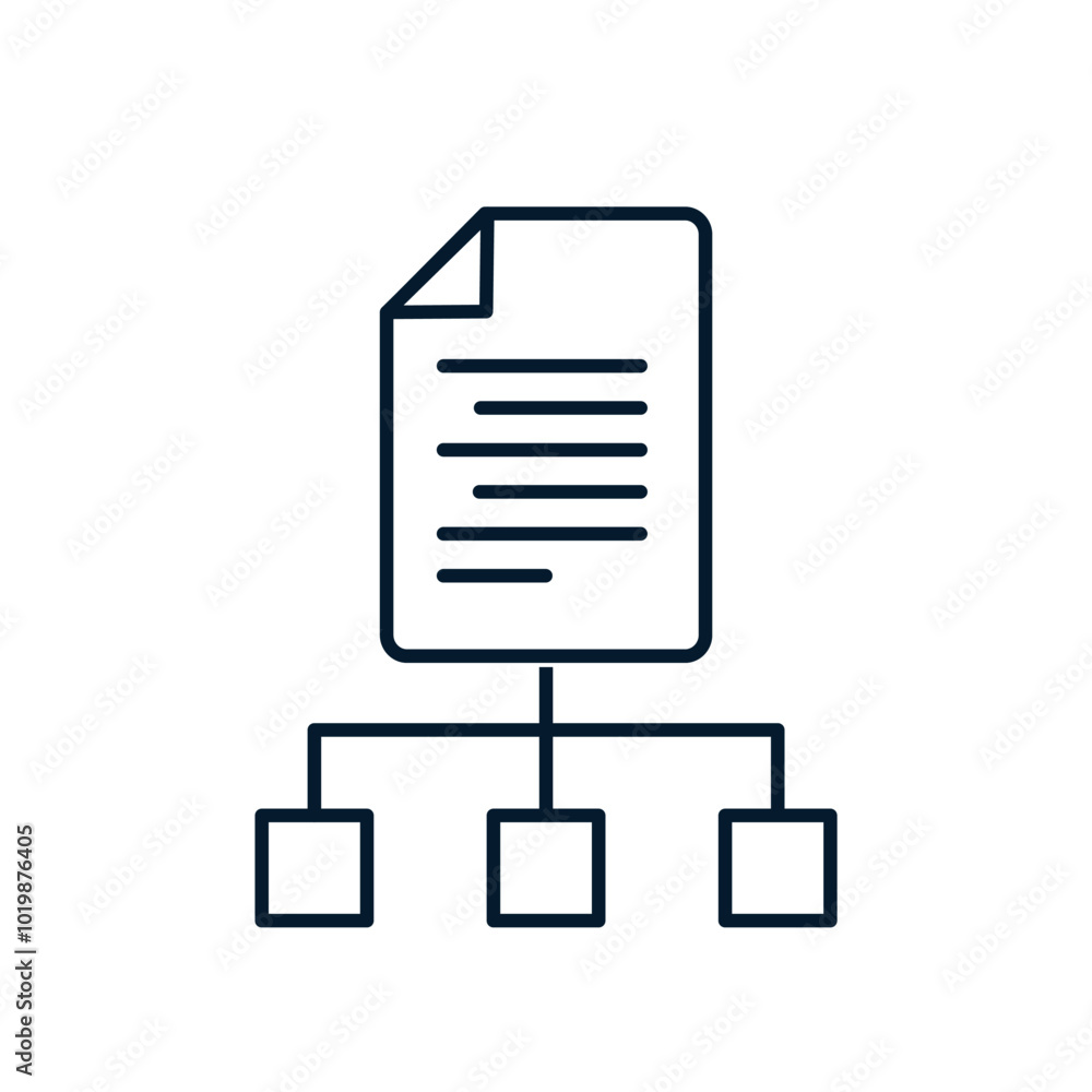 Document organization concept. Vector linear icon isolated on white background. Document organization concept. Vector linear icon isolated on white background.