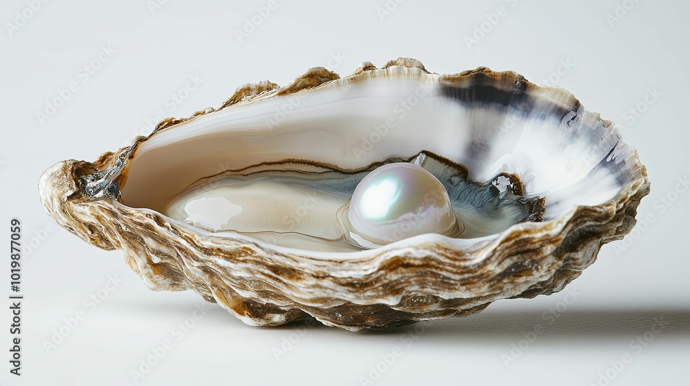 A Shiny Pearl Resting Inside an Oyster Shell