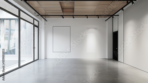 Empty Gallery Interior with Spotlights