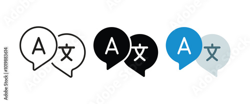 language translation icon set