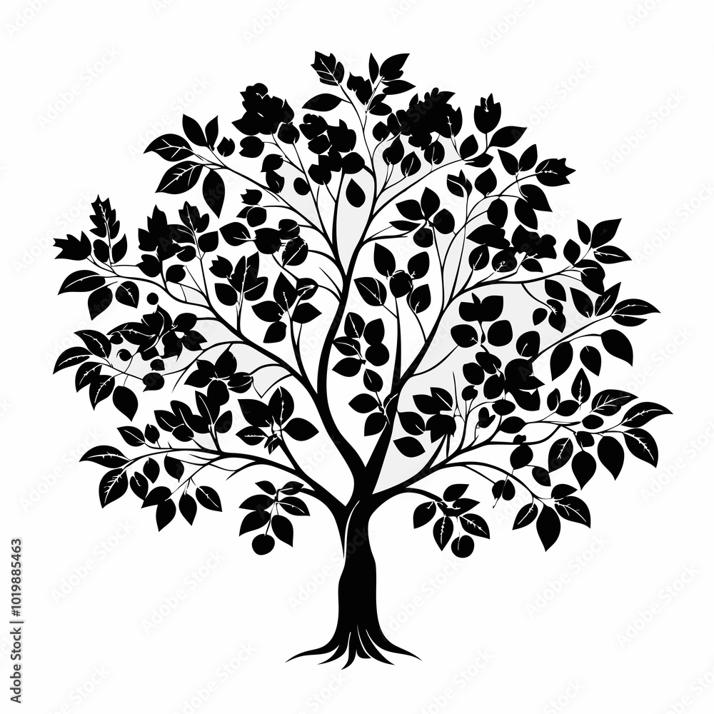 Obraz premium crataegus--tree-silhouette