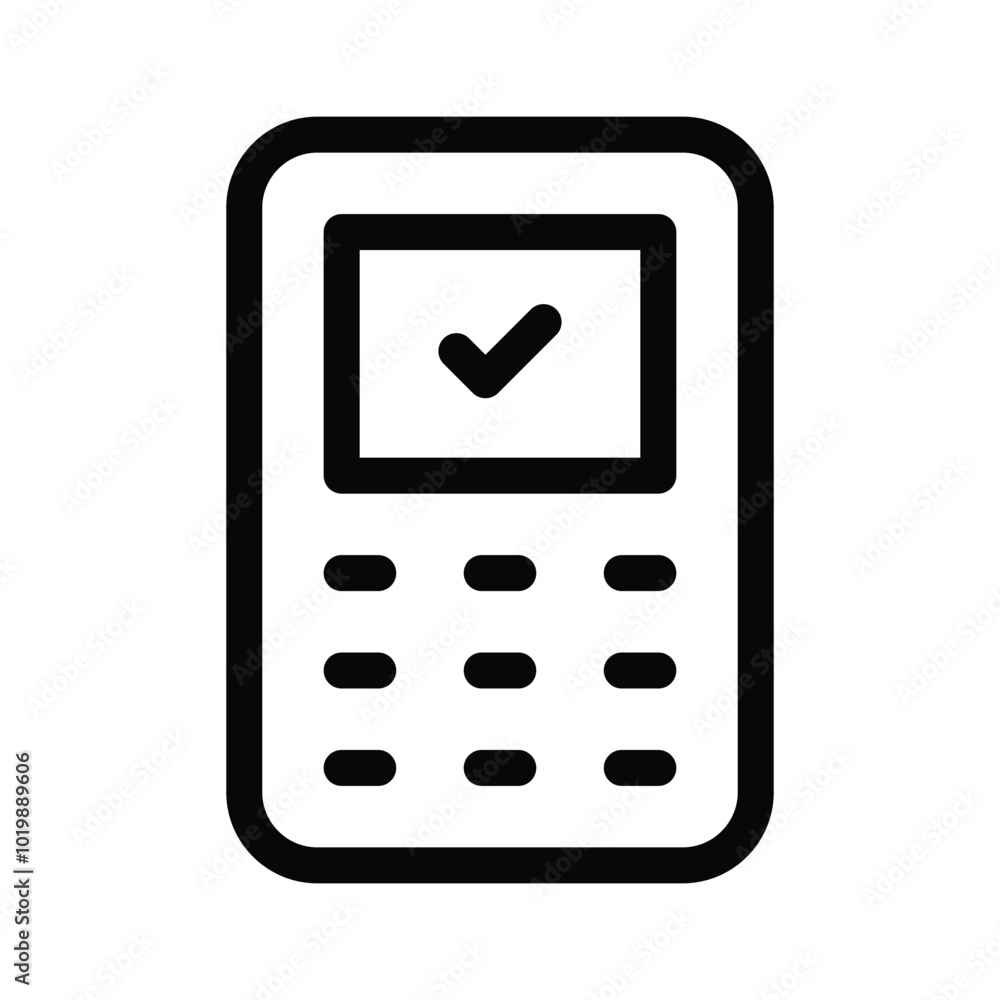 A calculator with a checkmark for confirmed calculations or transactions A calculator with a checkmark for confirmed calculations or transactions