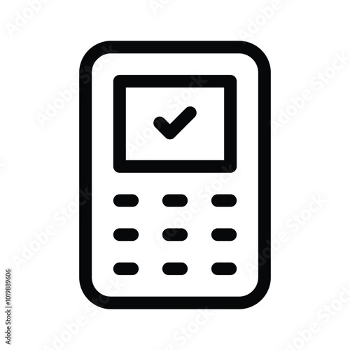 A calculator with a checkmark for confirmed calculations or transactions