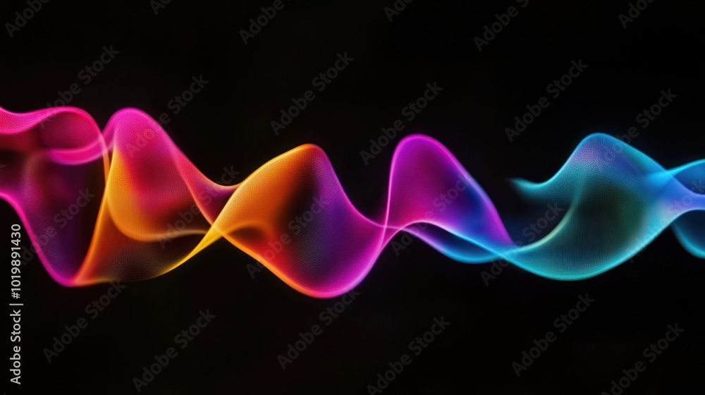 Fototapeta premium Abstract Colorful Waves on Black Background