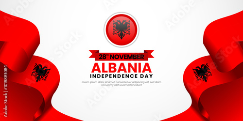 Albania independence day greeting card, banner background and national day 28 November